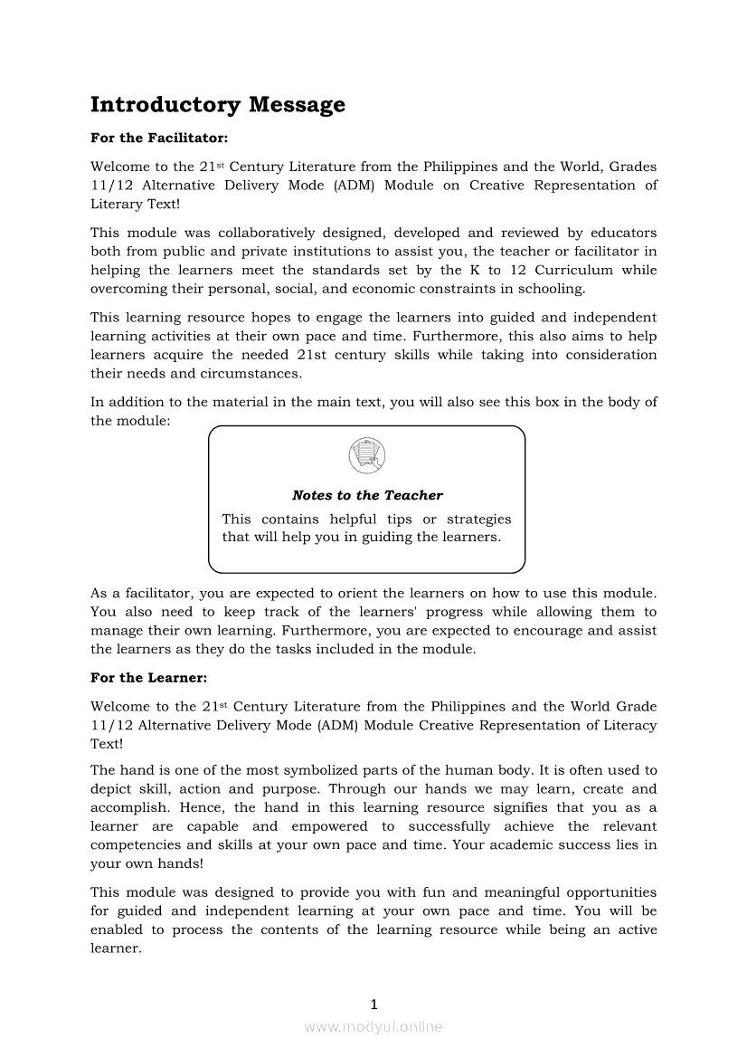 21st-century- Q1 M4 - dfgdfgdfg - 21st Century Literature from the  Philippines and the World Quarter - Studocu