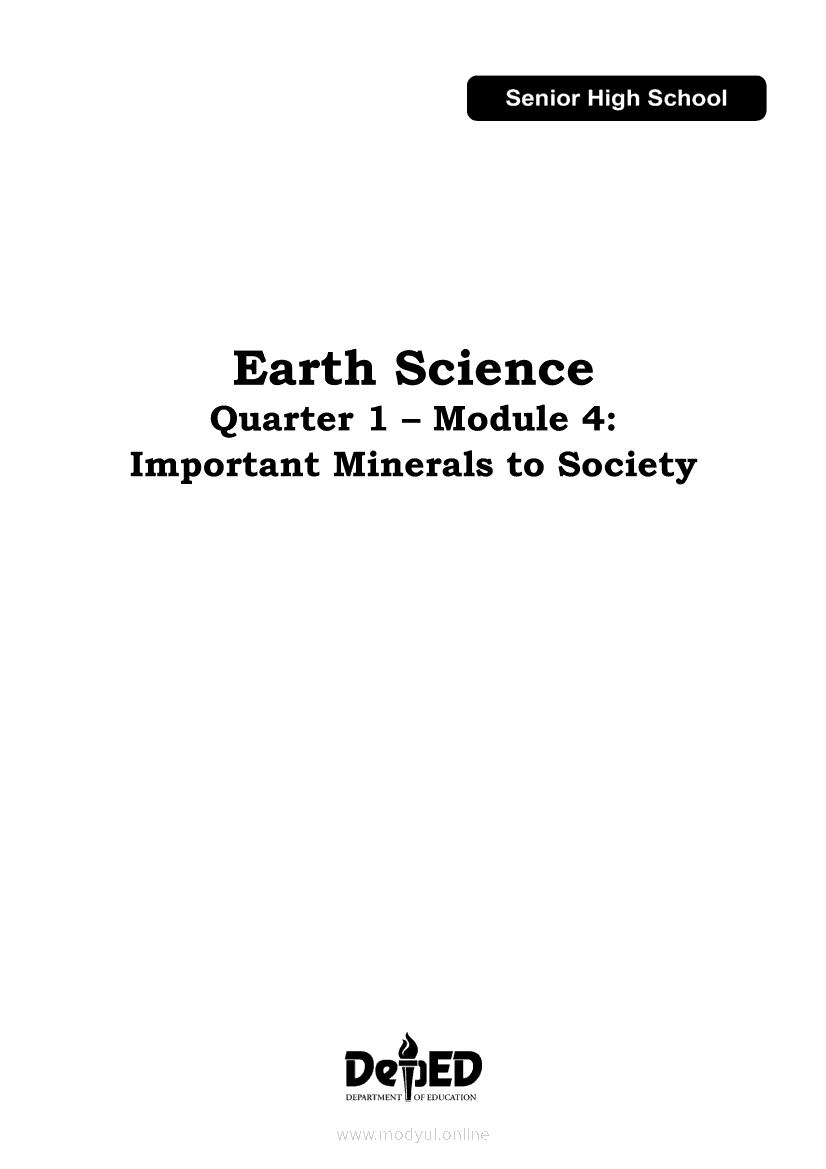 Earth Science Module 5: Important Minerals to Society | SHS Modules