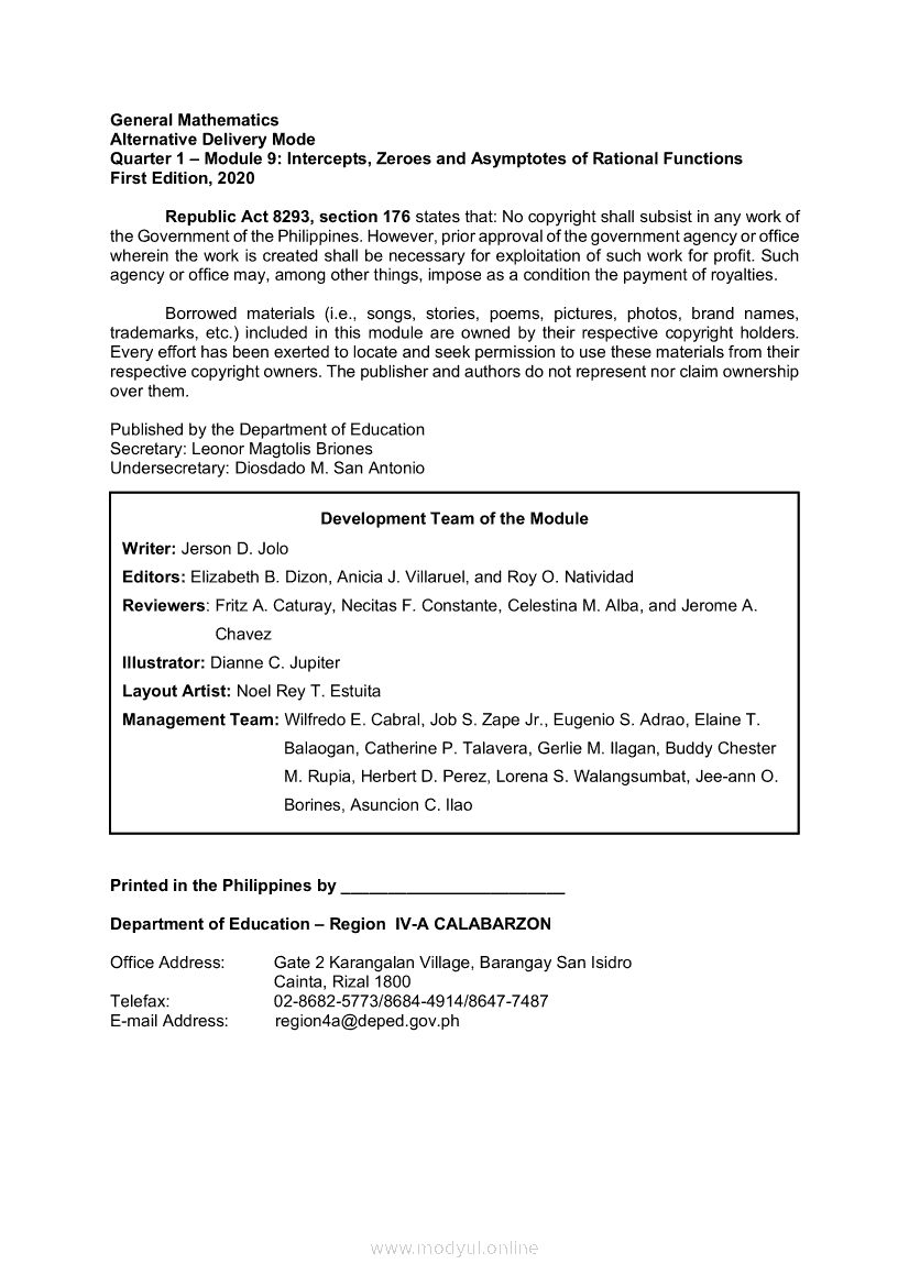 General Mathematics Module 10 Solving Real Life Problems Involving 