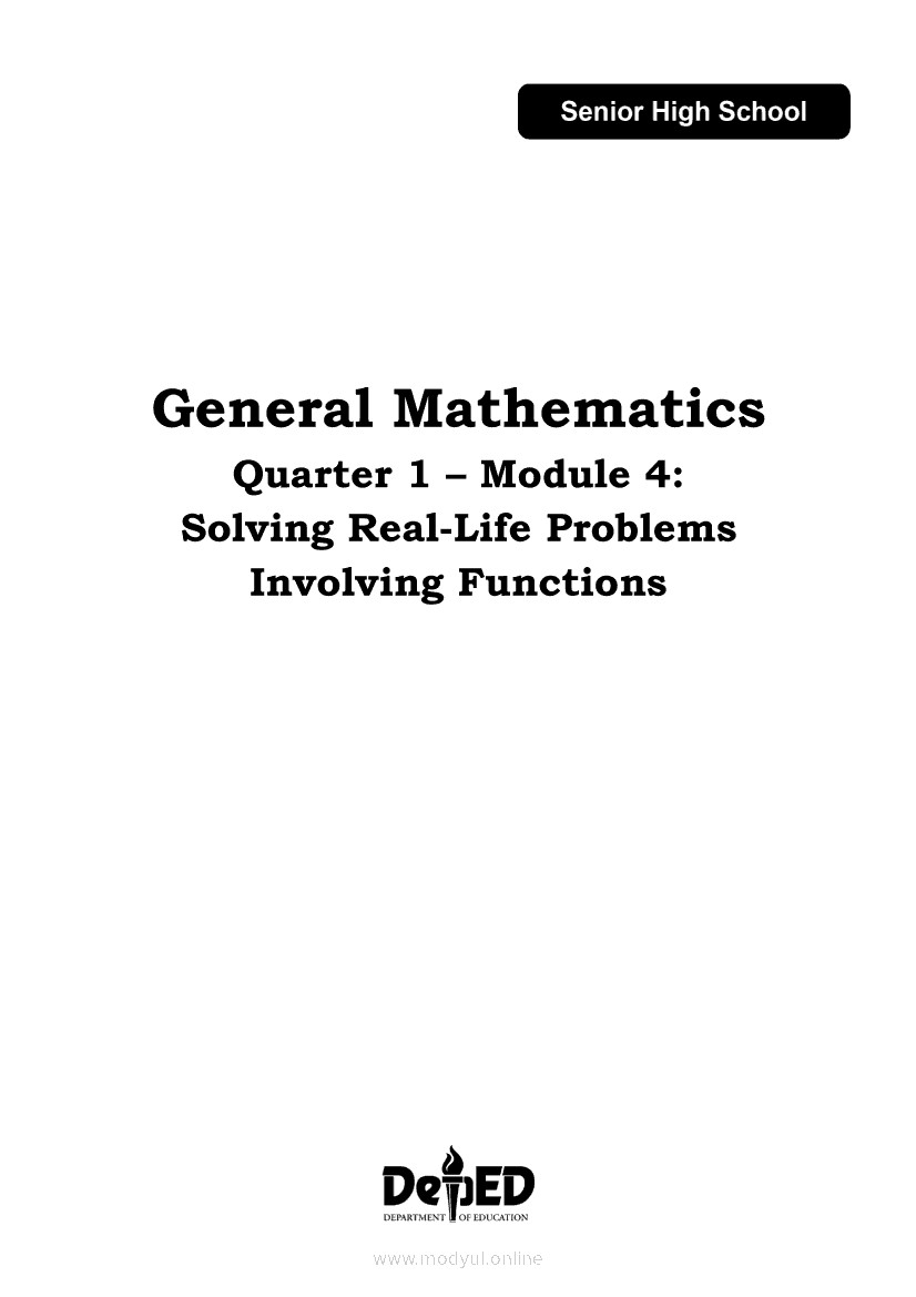 General Mathematics Module 4 Solving Real Life Problems Involving 