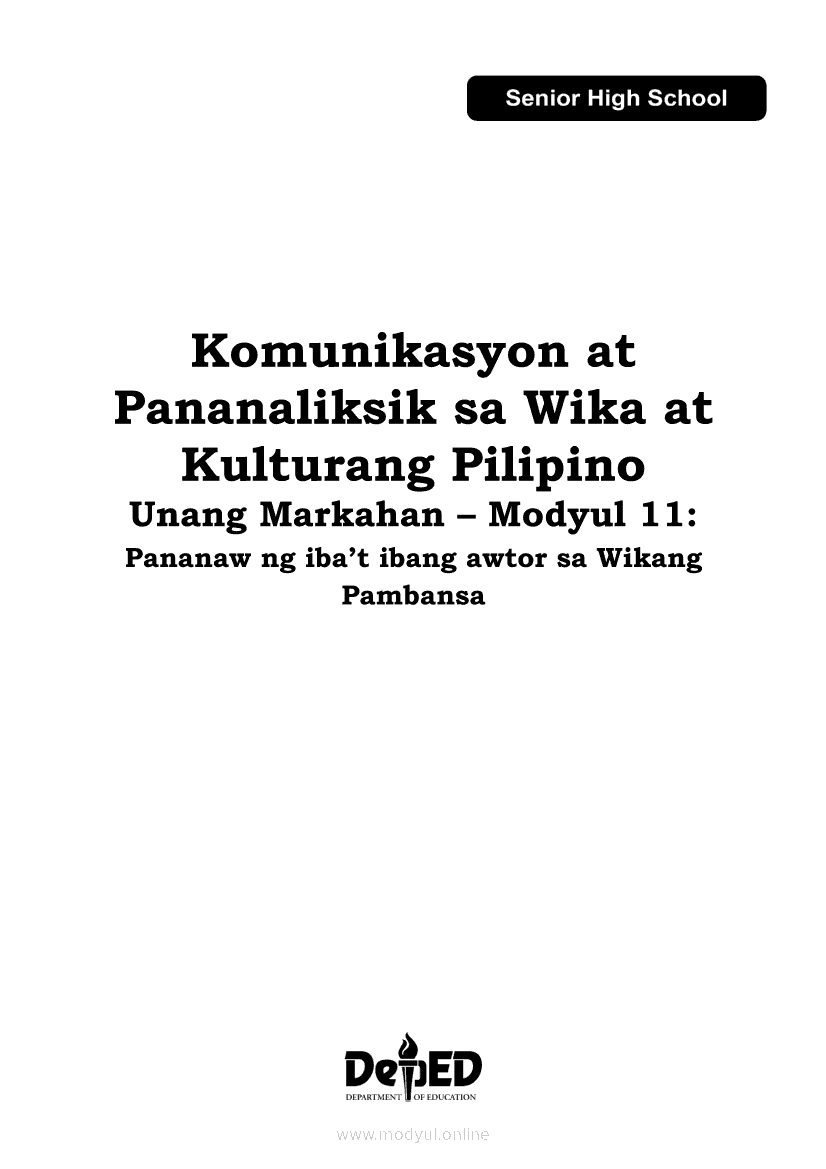 Kasaysayan Ng Wikang Pambansa Grade 11 Pdf