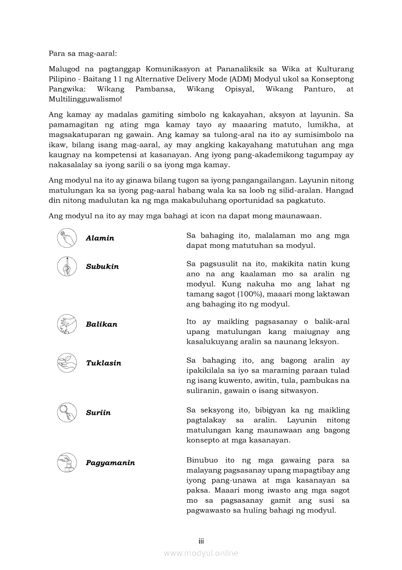 Komunikasyon At Pananaliksik Sa Wika At Kulturang Pilipino Modyul 2 Konseptong Pangwika Wikang Pambansa Wikang Opisyal Wikang Panturo At Multilingguwalismo Shs Modules