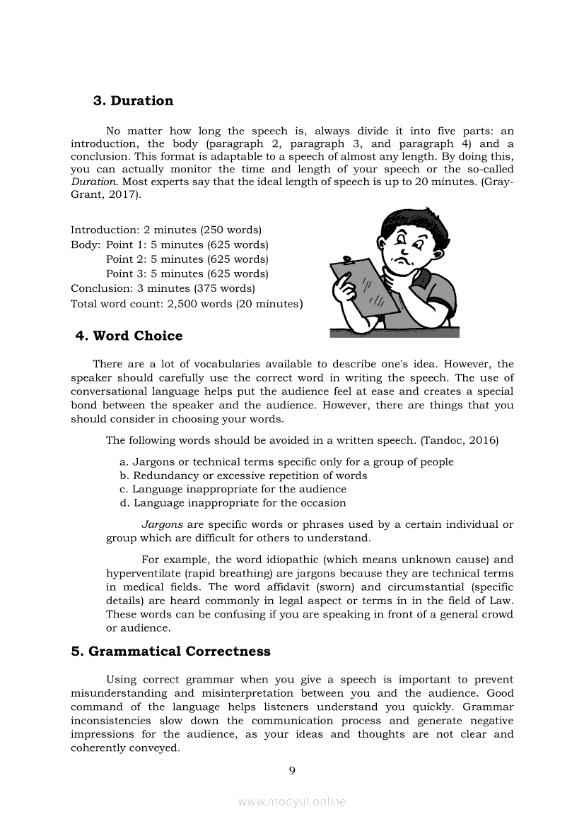 oral communication speech writing module