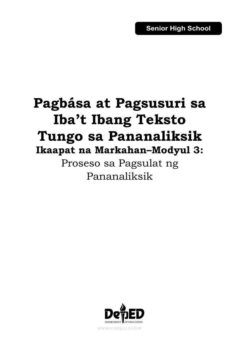 Pagbasa at Pagsusuri ng Iba't Ibang Teksto Tungo sa Pananaliksik